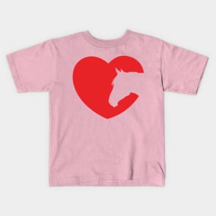 Horse Silhouette Red Heart Kids T-Shirt